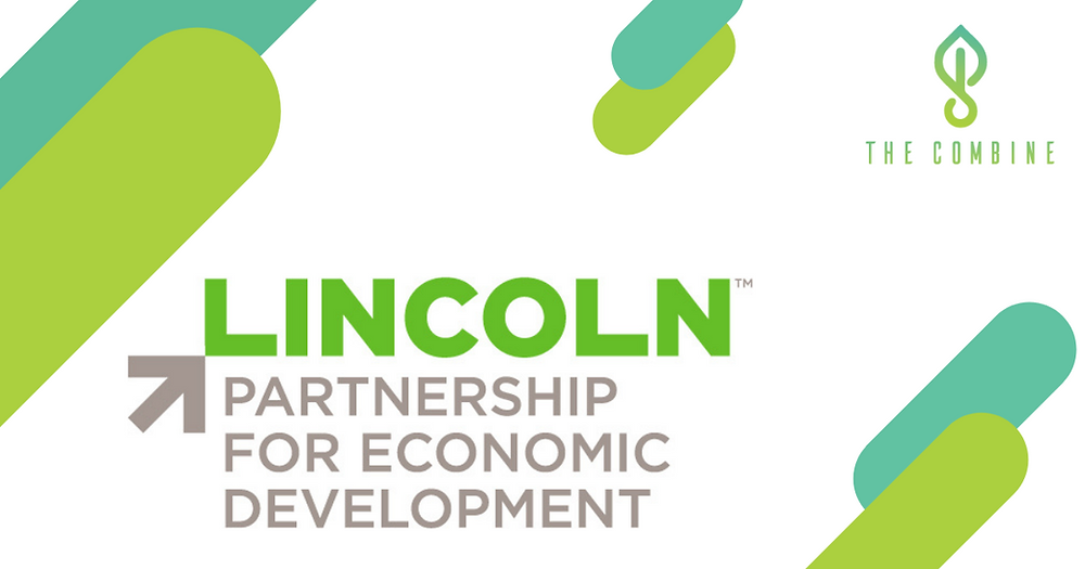 Lincoln Partnership for Economic Development logo with green and gray text and arrow graphic